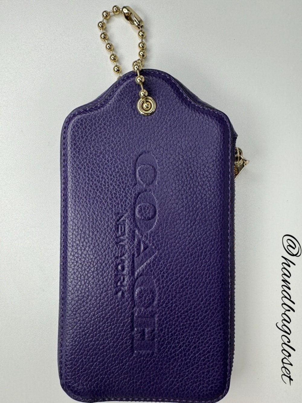 COACH HANGTAG WRISTLET MULTIFUNCTION CASE LEATHER F52390 PURPLE WALLET - Picture 3 of 13